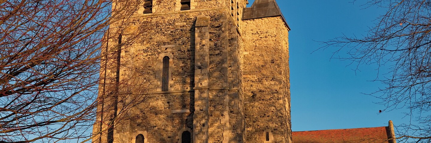 The tower of St Mary the Virgin Church in Minster-in-Thanet, Kent.
