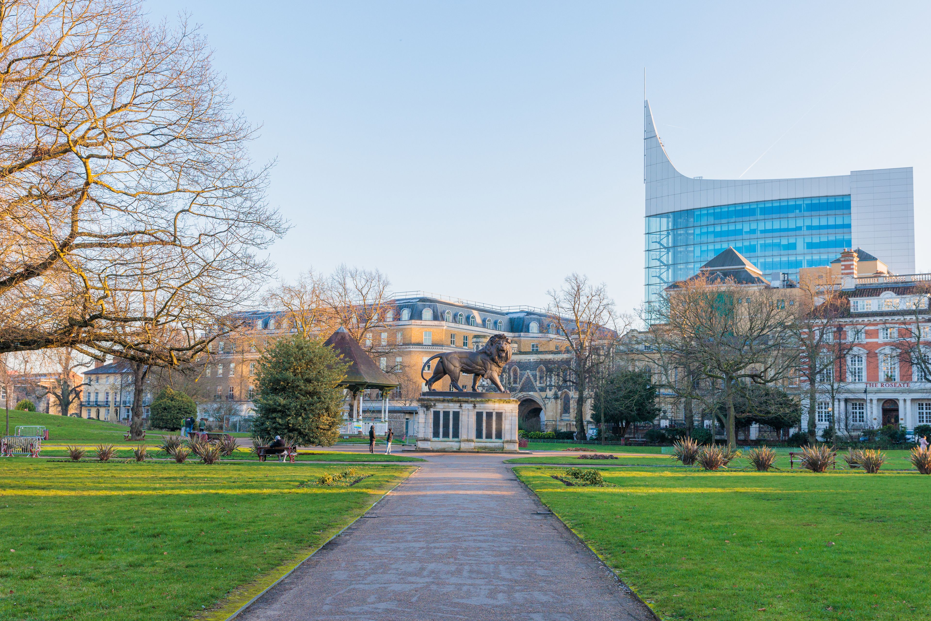 Maiwand Lion in Forbury Gardens Public Park, Reading, Berkshire, England