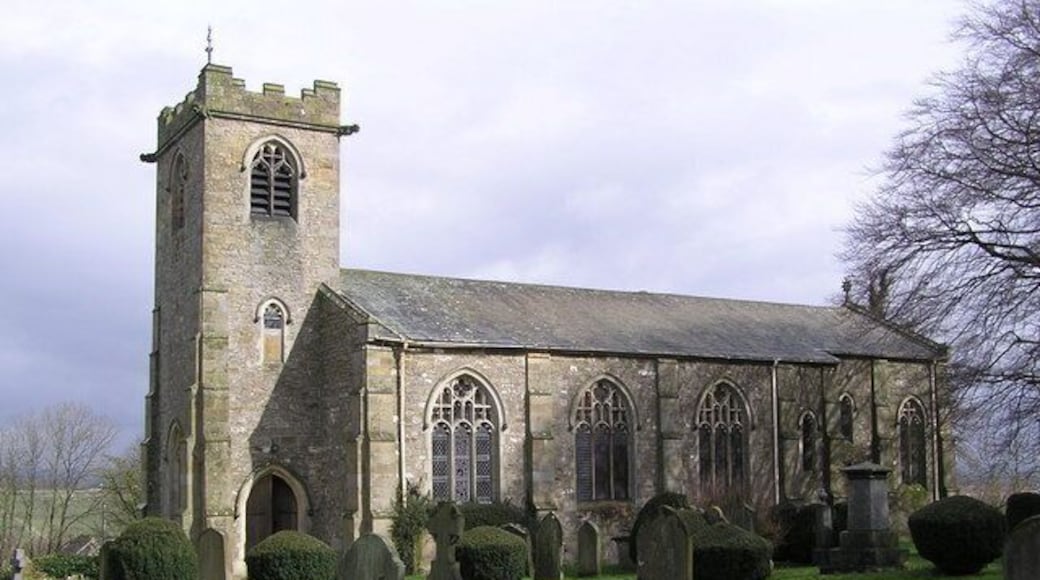Parish church of St Michael and All Angels (NOT Saints), Barningham, County Durham, seen from the southwest