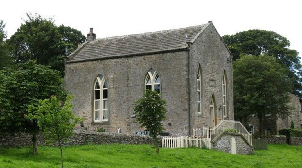 Converted chapel at Barningham. Former Wesleyan chapel of ca. 1815, now converted into a dwelling house which has a pleasant view over the green.