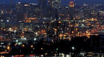 Truly the best view of the city is from Crest Road.
FYI, This is NOT a spot that locals ... or local Law Enforcement want a bunch of tourists visiting. The small one way street only runs about 1000 feet and no stopping is allowed. The street is closed with a keypad locked gate after 7 p.m. I parked down the street and walked up just before 7 p.m. for this shot.
Please be aware that in this part of town there is a lot of affluence and Local Law Enforcement is VERY serious about protecting its community... If you look out of place they will find a reason... dig?