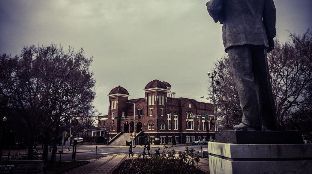A statue of Dr. Martin Lither King Jr. at Kelly Ingram Park faces 16th Street Baptist Church in Birmingham. This church served as a civil rights movement headquarters in the 1960's. The church was formed in the late 1800's and was the first black church in Birmingham. On Sept. 15, 1963, the KKK set off a bomb killing four young girls and wounding many others. Today in the memorial room a clock, original to the church, sits frozen in time at 10:22am the time of the bombing. It along with other remains and photos are displayed in the basement of the church. Kelly Ingram Parks marks an area where children protested this heinous act by skipping school. Nearly 1000 were arrested and many more continued to protest. I got chills just looking at the photos and the clock brought tears to my eyes.