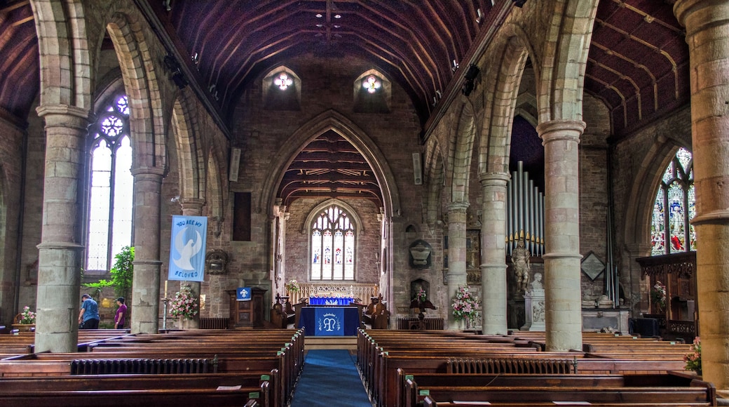 Grade I listed The church consists of a nave with north and south aisles, chancel, a south chapel, north and south porches and a west tower with spire. The nave, aisles and chancel were built in the late 13th century. The tower and spire were added in the early 14th century, and the chancel was extended in the mid-14th century. In 1510 the Markye Chapel was added to the south aisle. There was a major restoration between 1862 and 1878. There are several 17th-century monuments to the Rudhall family.