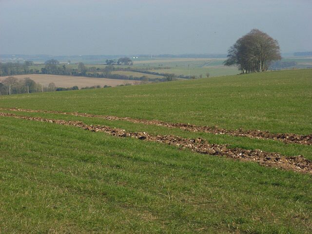 Farmland, Shrewton Looking across the Till valley from the hillside above Addestone Farm.