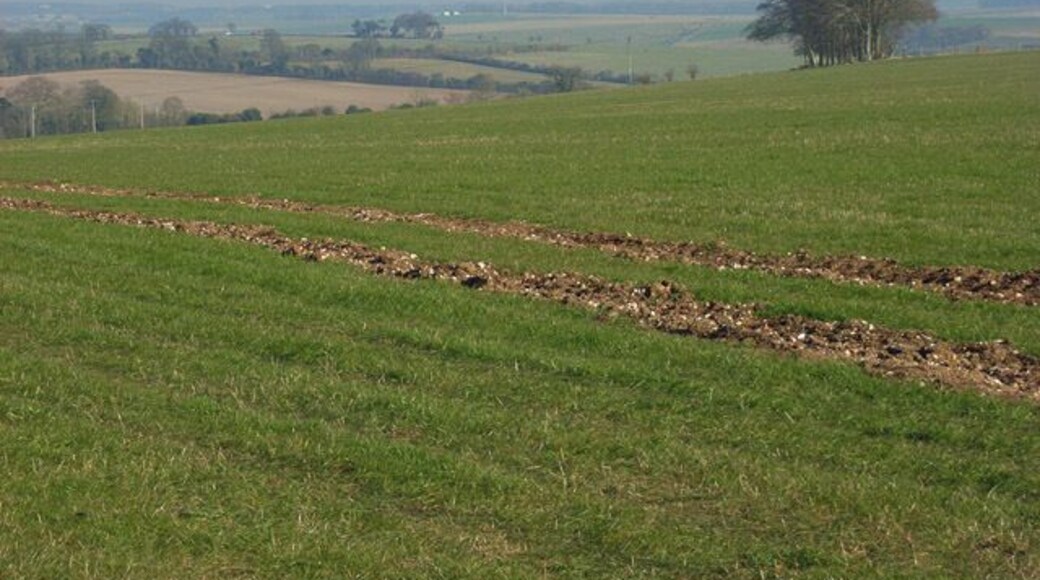 Farmland, Shrewton Looking across the Till valley from the hillside above Addestone Farm.