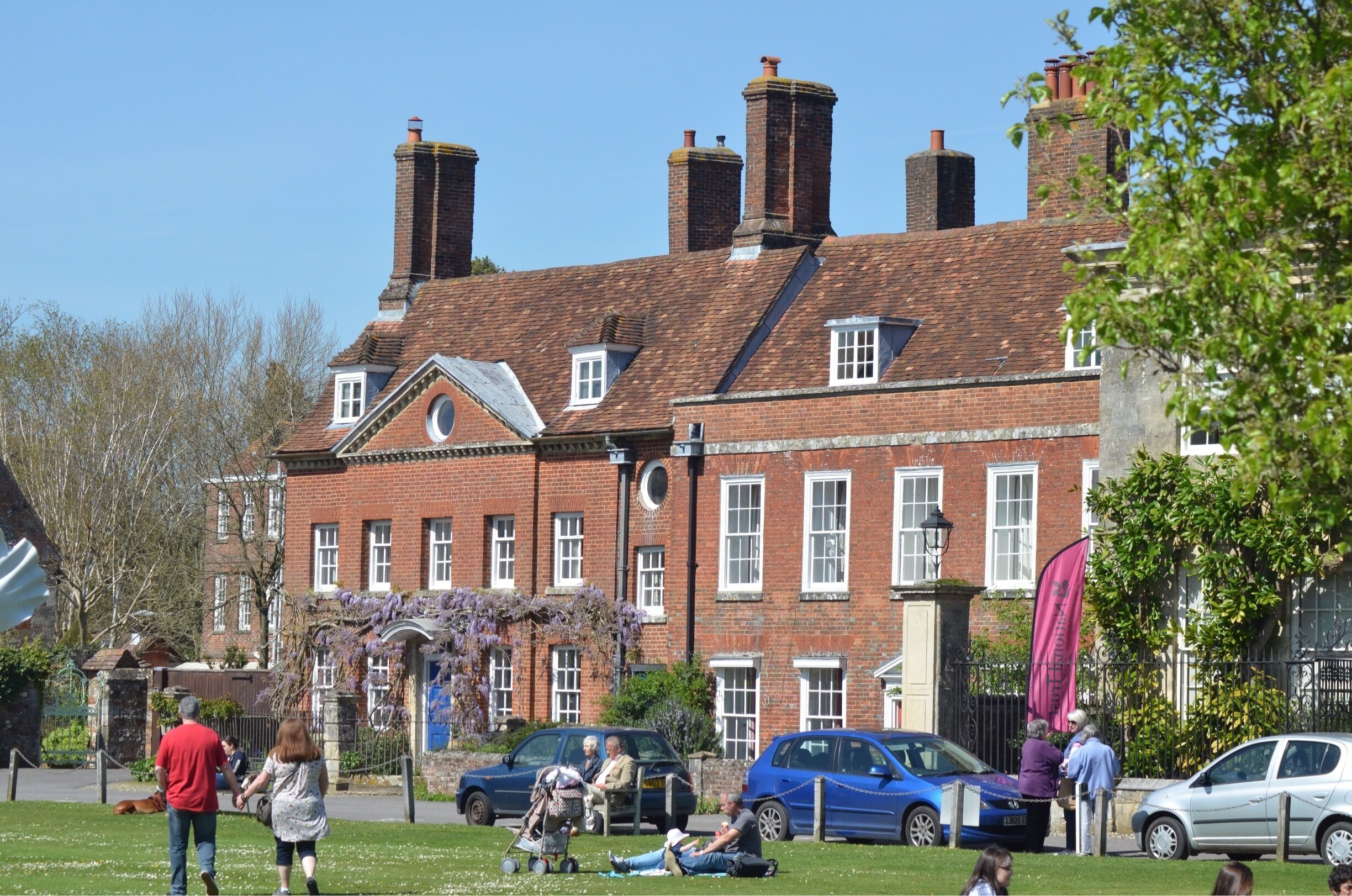 Houses lining Salisbury Cathedral Close. Bill Bryson called it the most beautiful place in the UK.