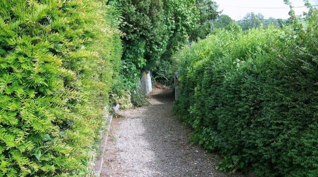 Path, St John the Baptist Church, Burcombe The path leads steeply down to the A30.