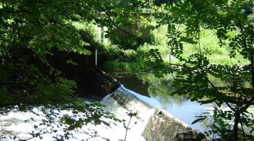 River Derwent Forge Valley The weir and water level gauge