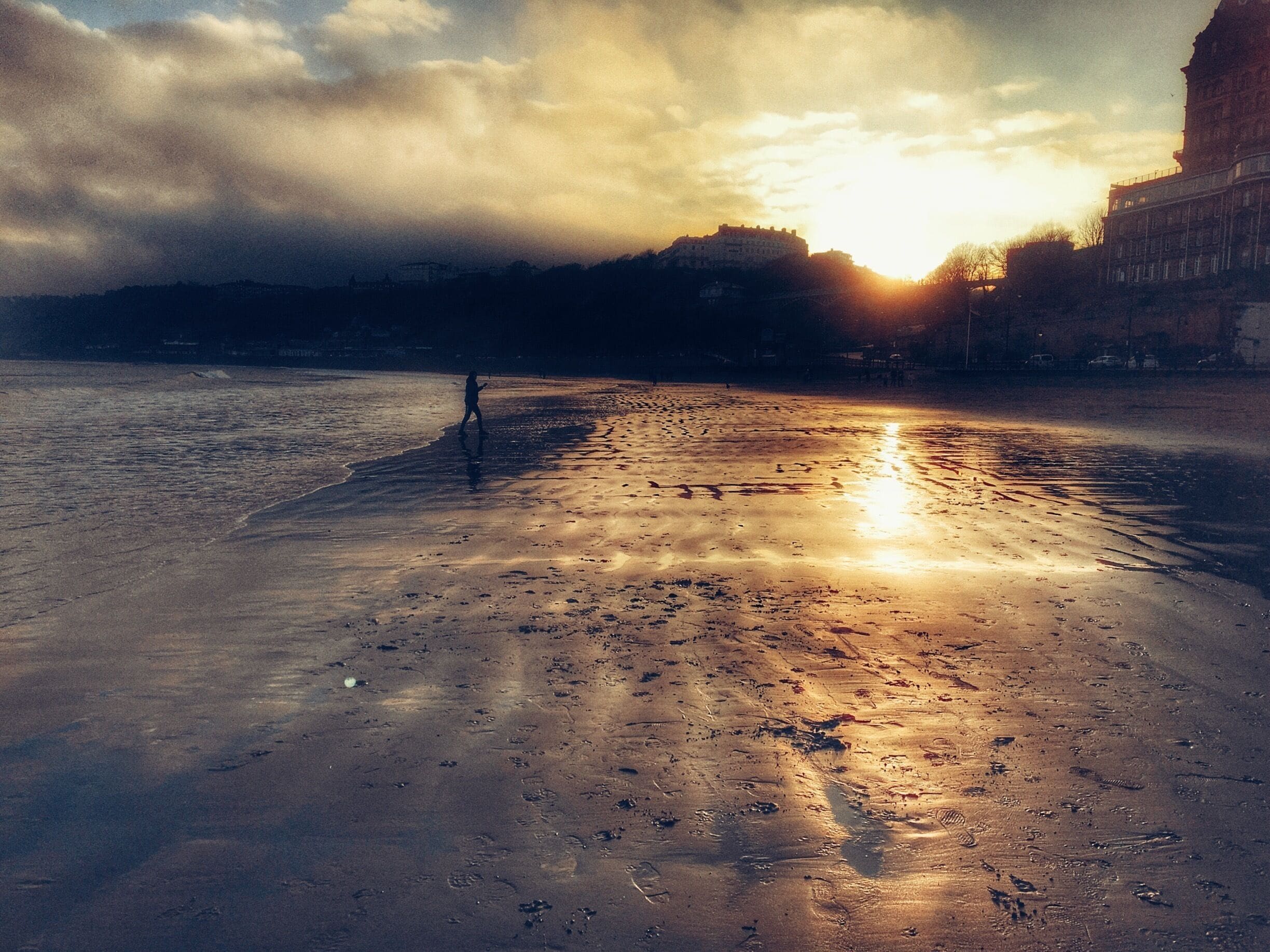 Glorious winter sunset over the south beach in Scarborough tonight