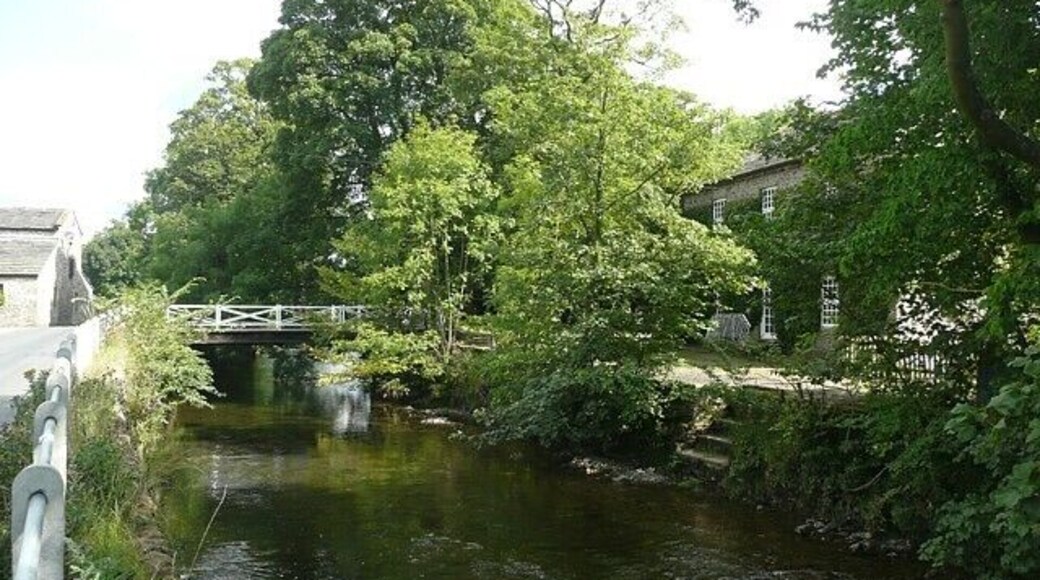 Mill Bridge, Bell Busk, Coniston Cold CP I remember this from cycling clubruns fifty years ago when we used to ride over the bridge for 'tea-only' (i.e. with our own sandwiches)in a farmhouse kitchen with a flitch (large piece of ham) hung from the ceiling. I think this was Mill House rather than the building in this view, which is Mill Lodge.