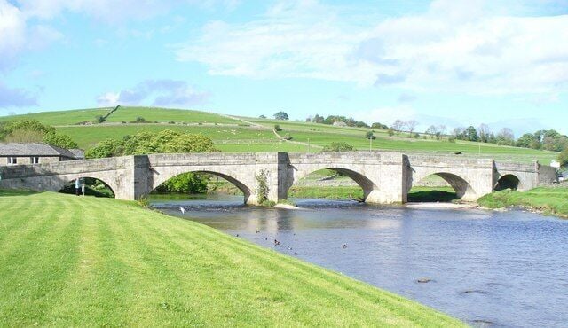 The Bridge, Burnsall Five-arched stone bridge crossing the Wharfe. The grassy banks are popular with trippers to Wharfedale.