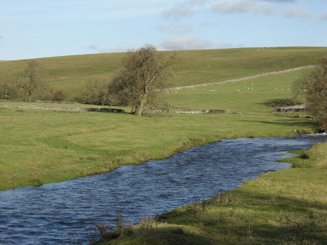 River Aire at Bell Busk. There was a lot of water in the river today.