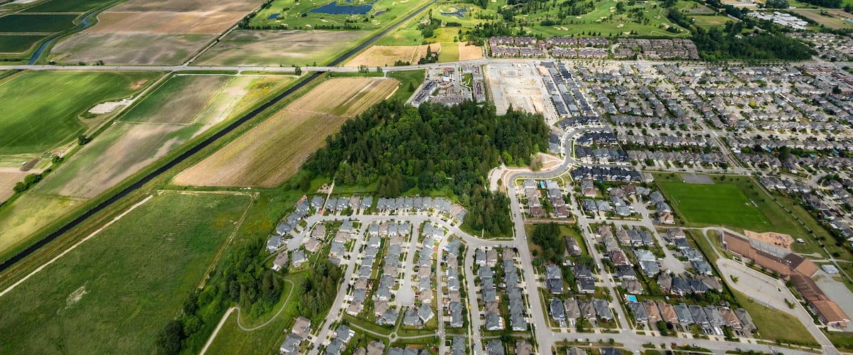 Stock Aerial Photo of Agricultural Farmland Cloverdale Surrey BC  , Canada