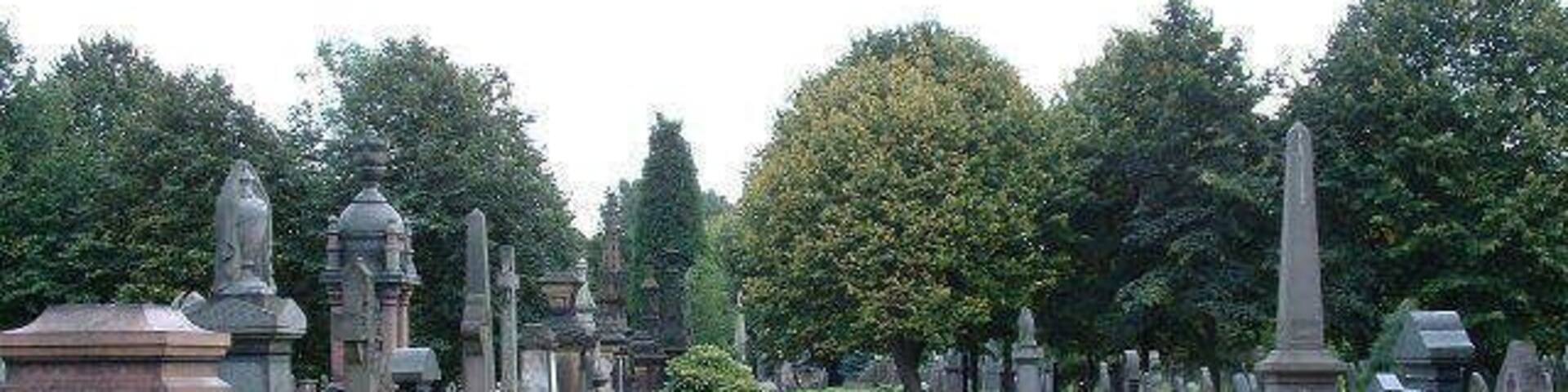 Cemetery at Heaviley. In the SW corner of the square