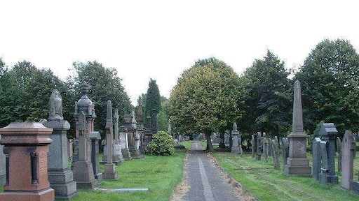 Cemetery at Heaviley. In the SW corner of the square