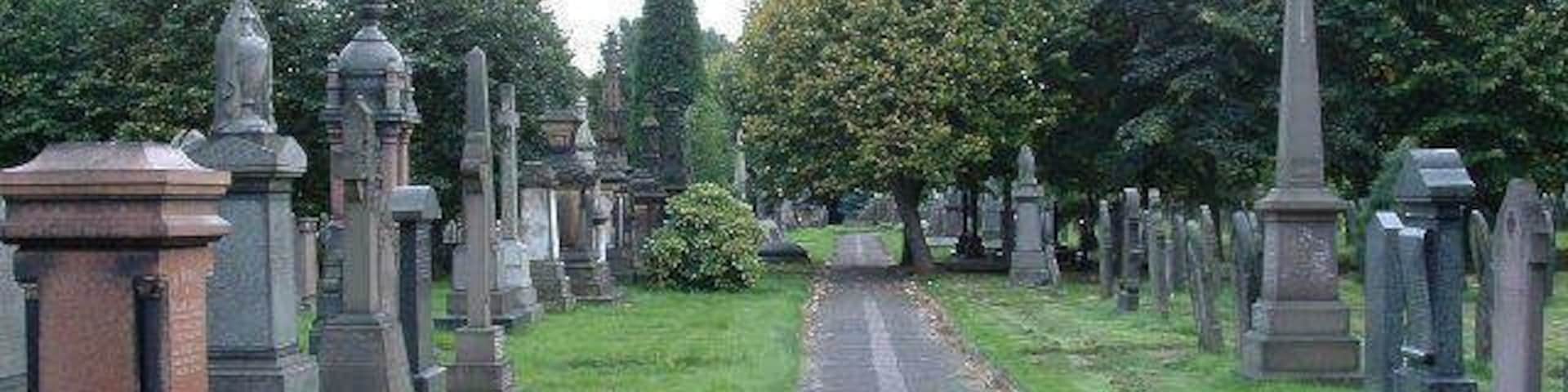 Cemetery at Heaviley. In the SW corner of the square
