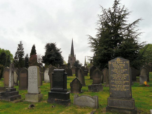 Stockport Cemetery With St George's church in the background.