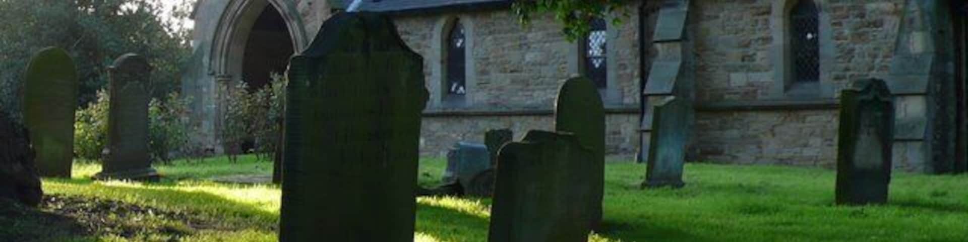 St Mary's Longnewton The churchyard and west porch.