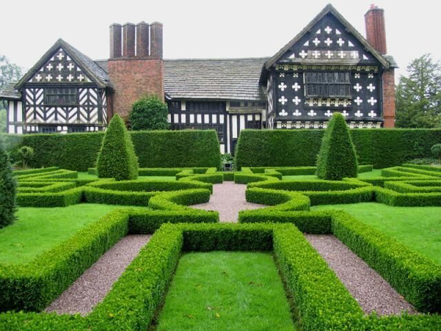 Knot Garden at Little Moreton Hall: Cheshire. The Garden is situated in the top left hand section of the square.
