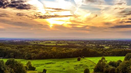 The sun going down over Cheshire and the Welsh Mountains! From the garden of The Gresley Arms, Alsager's Bank.