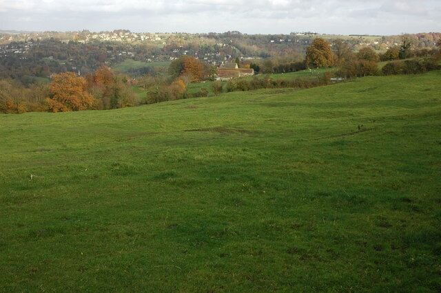 Wood Farm, near Nailsworth View over Wood Farm above Nailsworth, across the valley in the background is Minchinhampton.