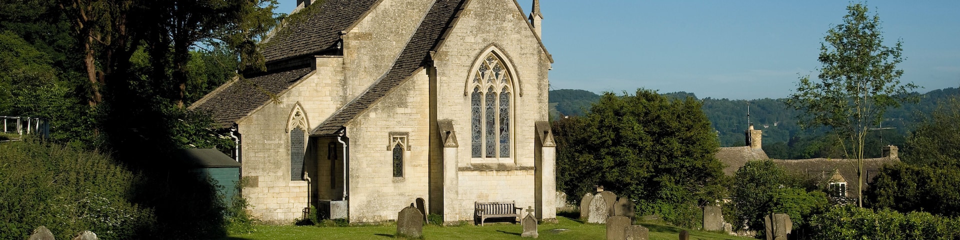 Saint John the Apostle Church in Sheepscombe, England (Cotswolds). The church was built in 1820. The first record of the village of Sheepscombe dates from 1260.