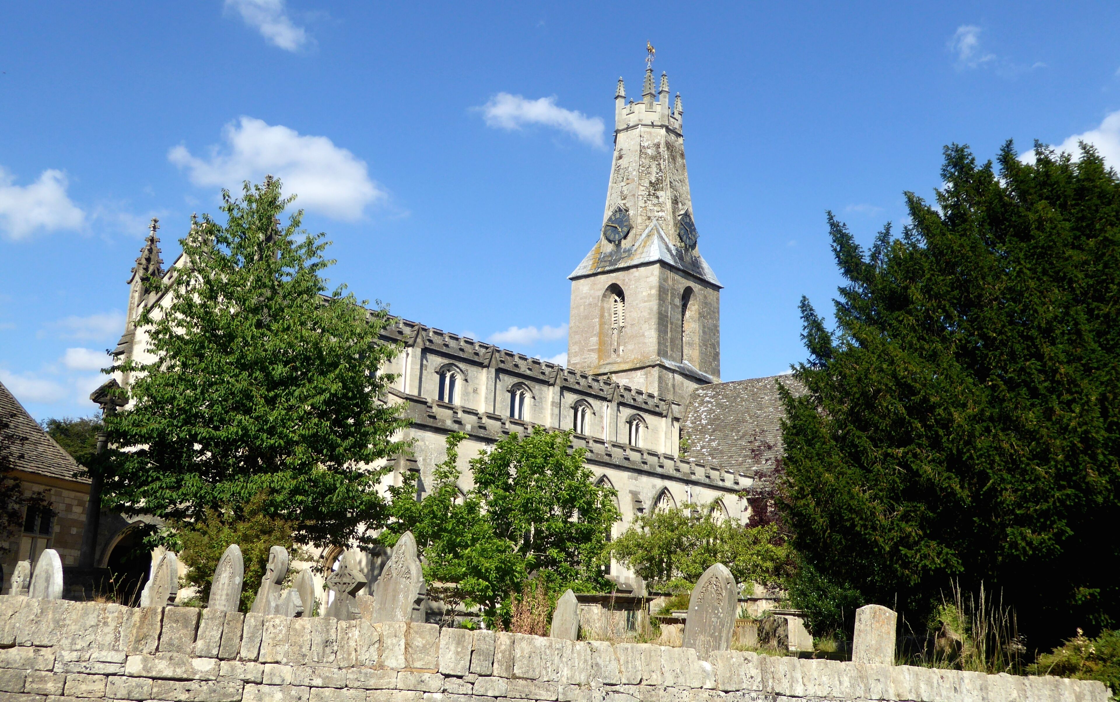 Holy Trinity Church as seen from Bell Lane in Minchinhampton.