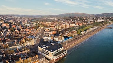 Aerial Panorama of Swanage Bay and Town on the Jurassic Coast, Dorset, UK
