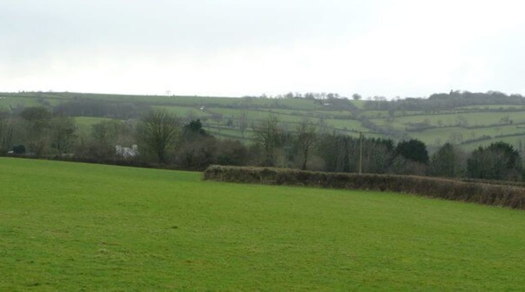Pastures by Uppaton View west of the Quither junction, along the line of the public footpath.
