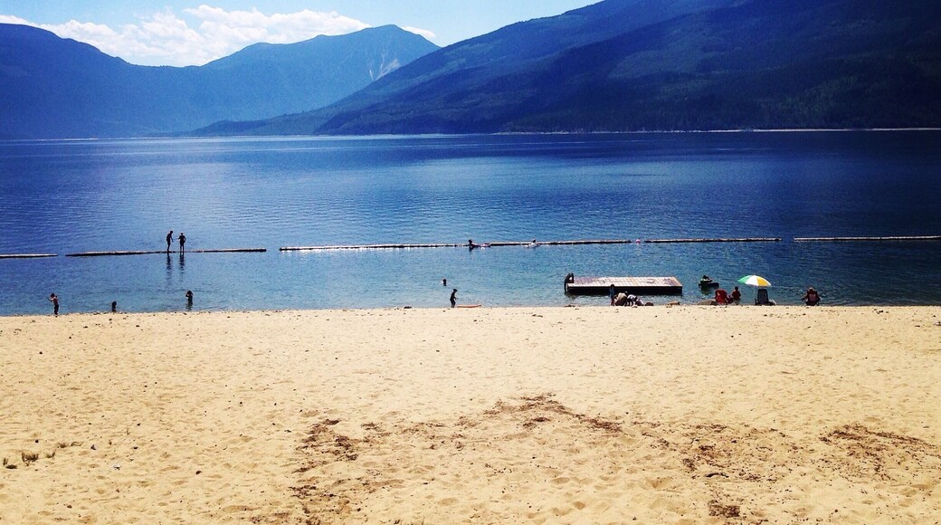 So far on my journey this amazing little spot tucked away between mountains has been my favourite. Soft sand and incredibly blue water. Lots of parking is available and public washrooms close by as well.