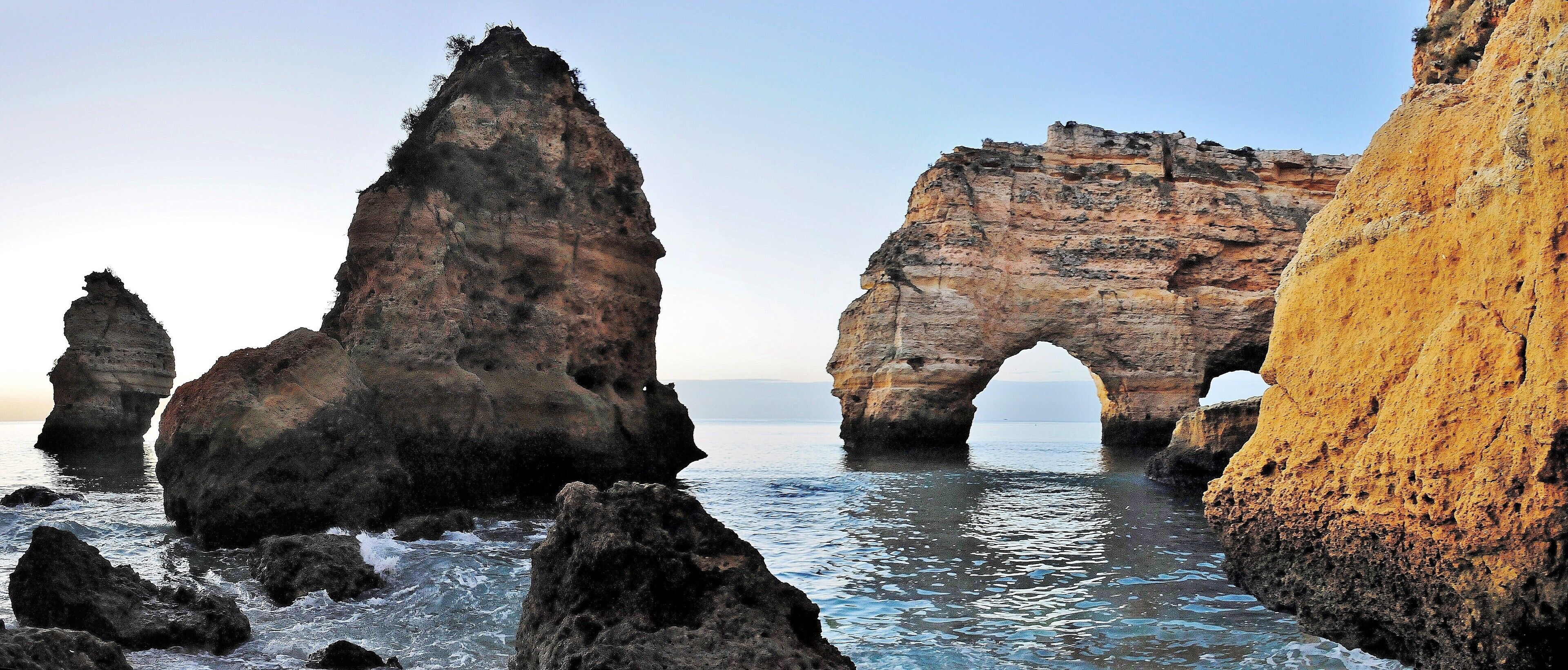 The Algarve in southern Portugal is a ragged coastline full of many rocky shapes but this is one spot where you can see many different types.