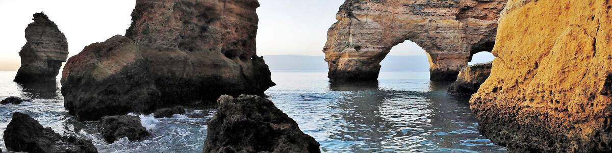 The Algarve in southern Portugal is a ragged coastline full of many rocky shapes but this is one spot where you can see many different types.