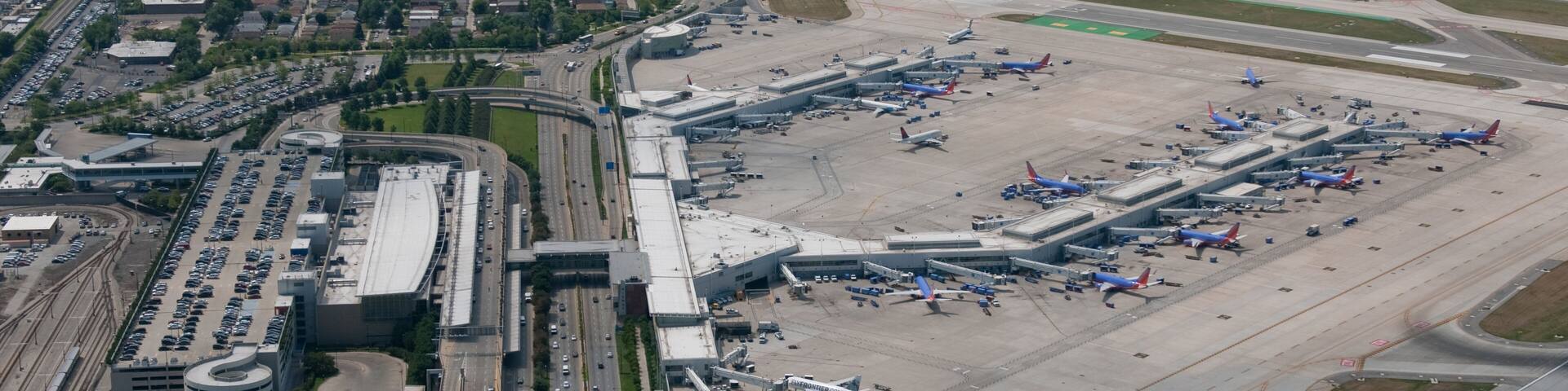 Chicago, IL which includes landscape views and an airport