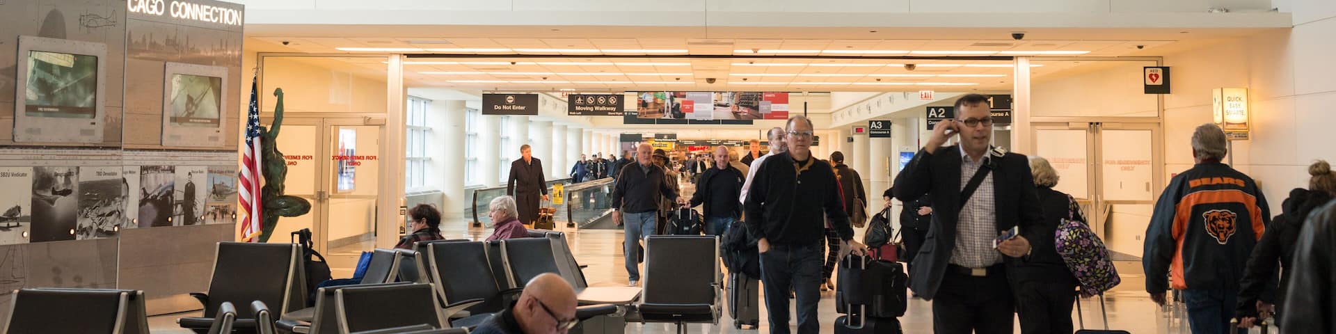 Chicago, IL showing interior views, heritage elements and an airport