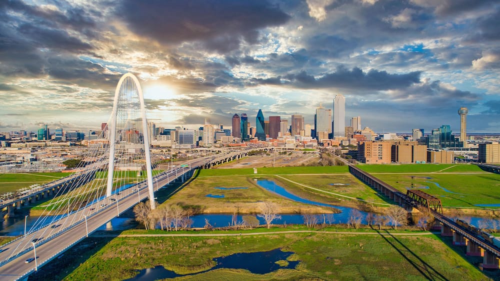 Dallas Texas TX Downtown Drone Skyline Aerial