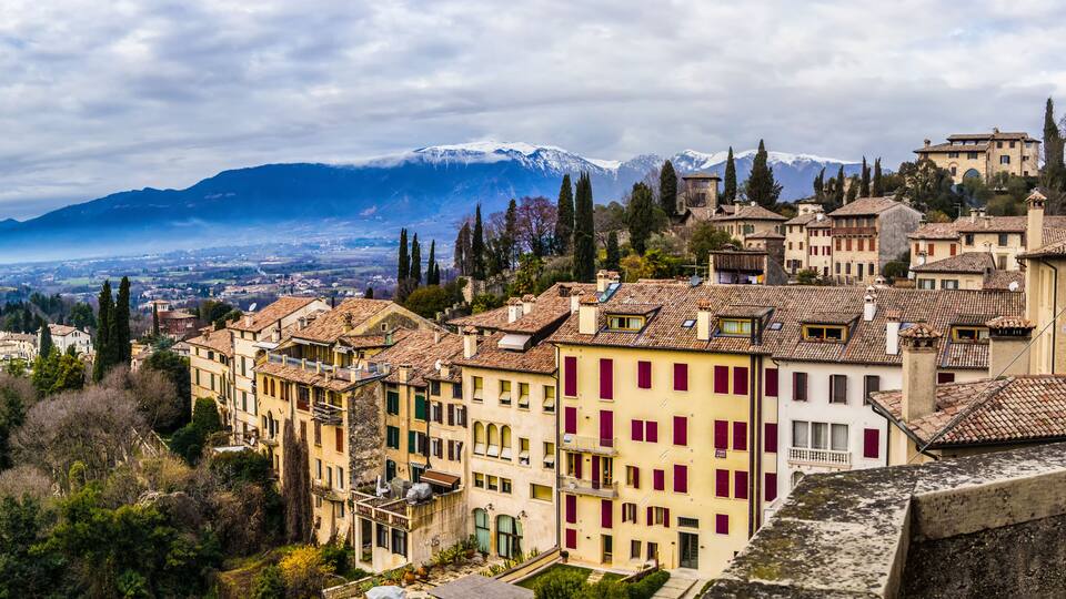View from the Specola viewpoint at the village of Asolo, Treviso - Italy