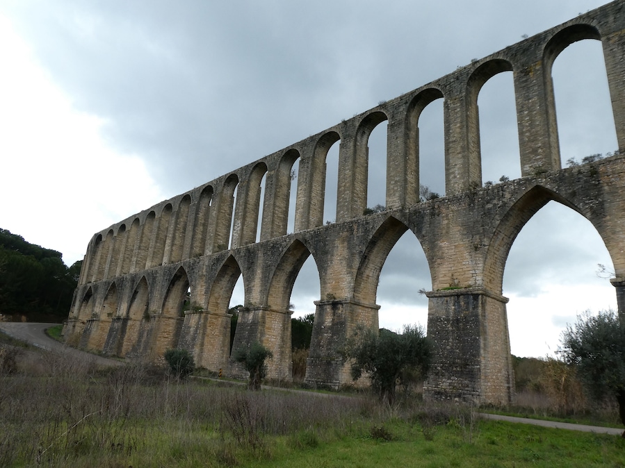 This aqueduct brings water from the countryside into the Knights Templar castle of Tomar.  The structure is magnificent and you can walk across the top of it.