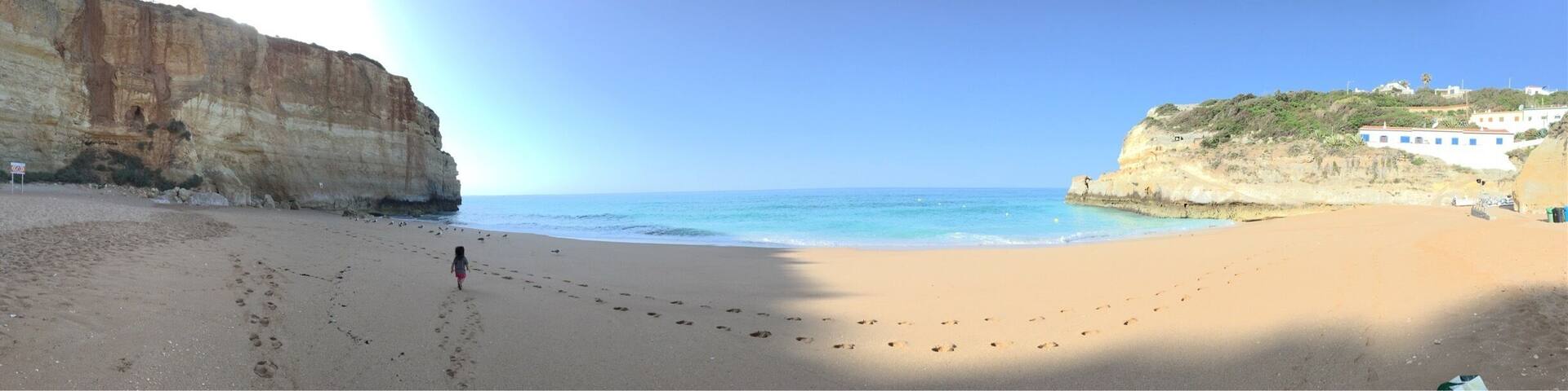 Get there early enough and you'll have the entire beach to yourself. My little one enjoying "her" beach ☺