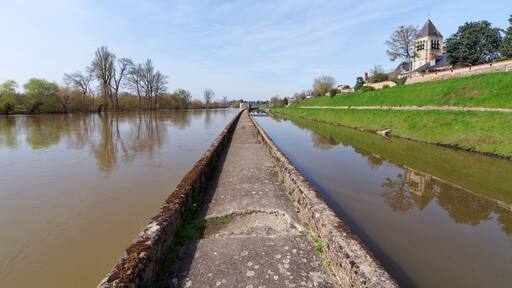 Saint-Jean-de-Braye church and canal of the Loire in the Loire valley