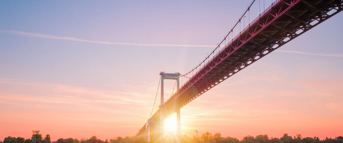 View of Pont d'Aquitaine bridge during sunset