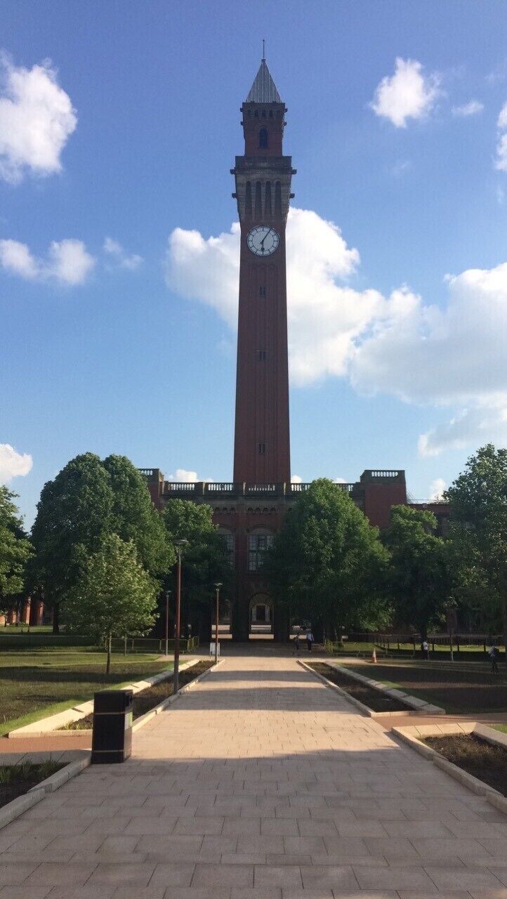 Old Joe looking over the University of Birmingham. Named after Joseph Chamberlain, former mayor of the city and co-founder of the University. He was also a member of the same family as former UK Prime Minister Neville Chamberlain.

Graduates of the University walk through the arch under the clock tower after their graduation ceremony, for good luck.