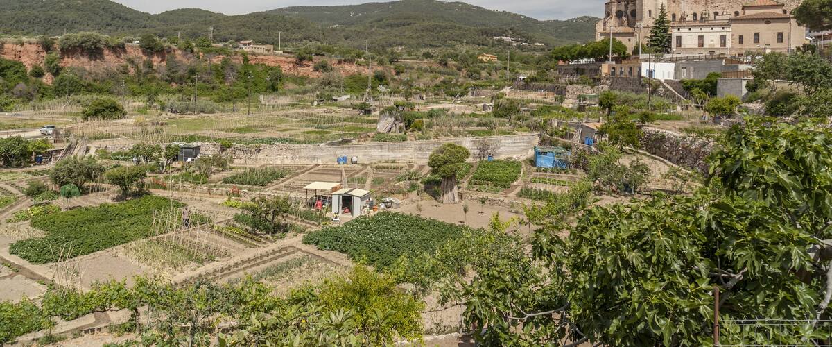 Caldes de Montbui, church and village view, province Barcelona,Catalonia,Spain.