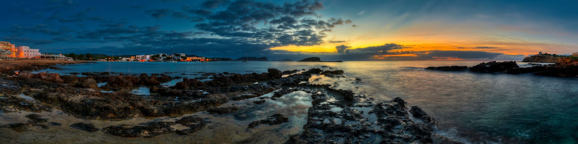 Village with beach of Es Canar in Santa Eulalia del Rio - Ibiza - Balearic Islands