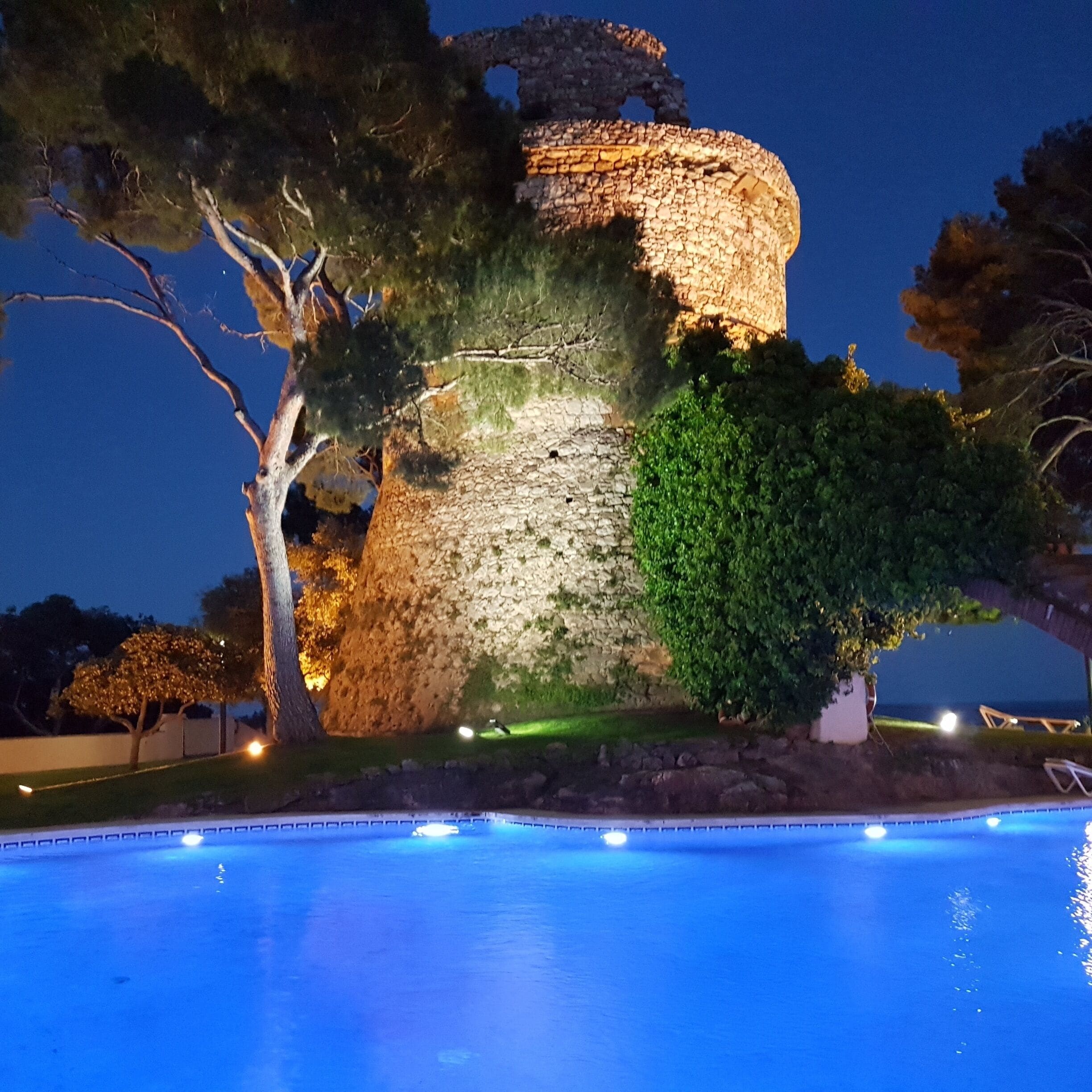 Pool view at night