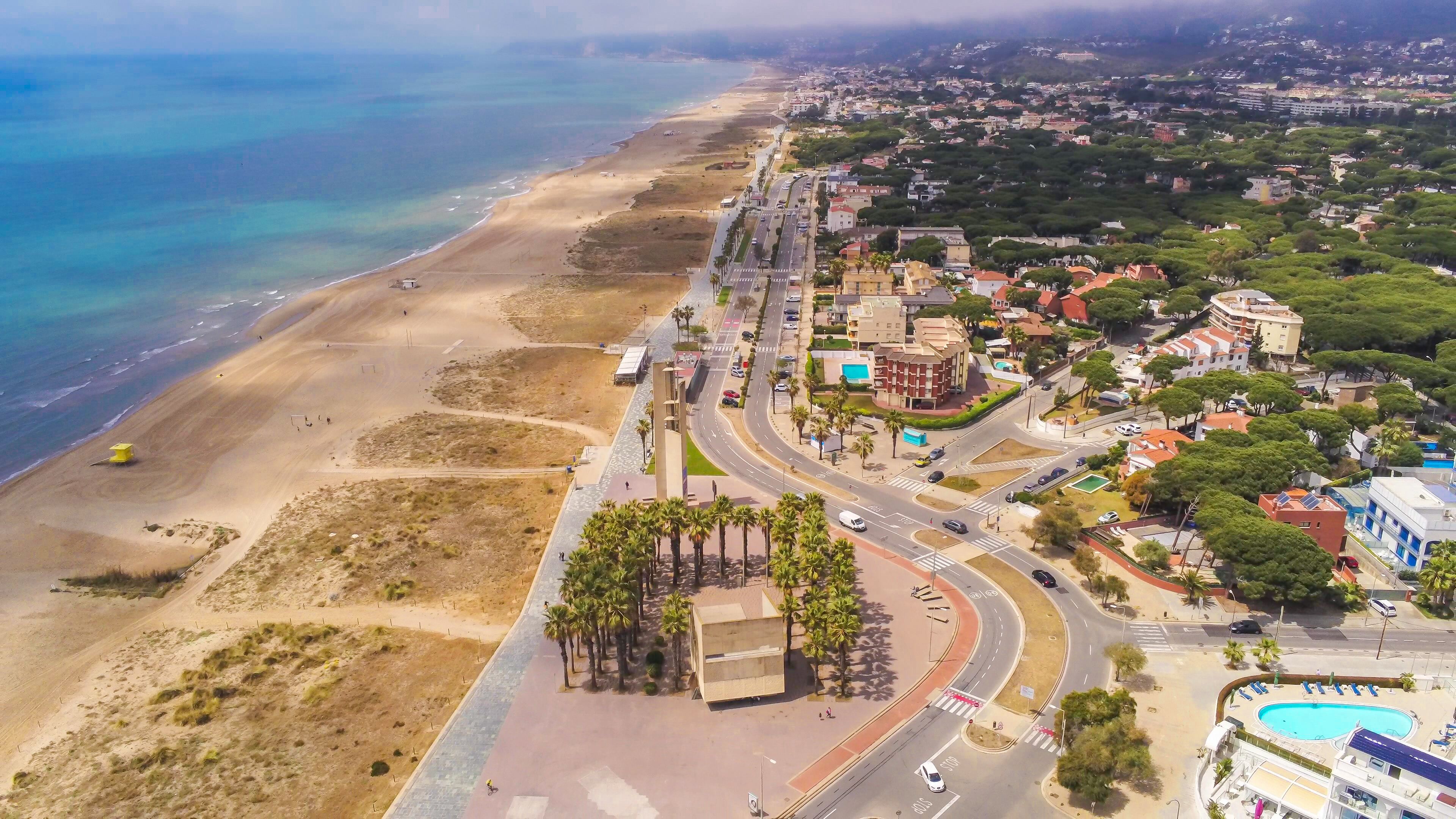 Barcelona. Aerial  view in of Castelldefels. Catalonia.Spain. Drone Photo