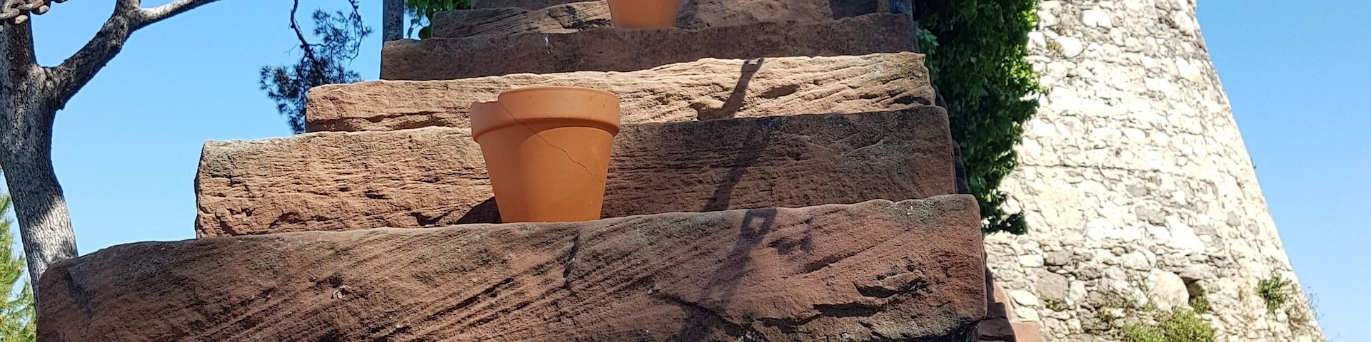 Steps to watch tower by pool