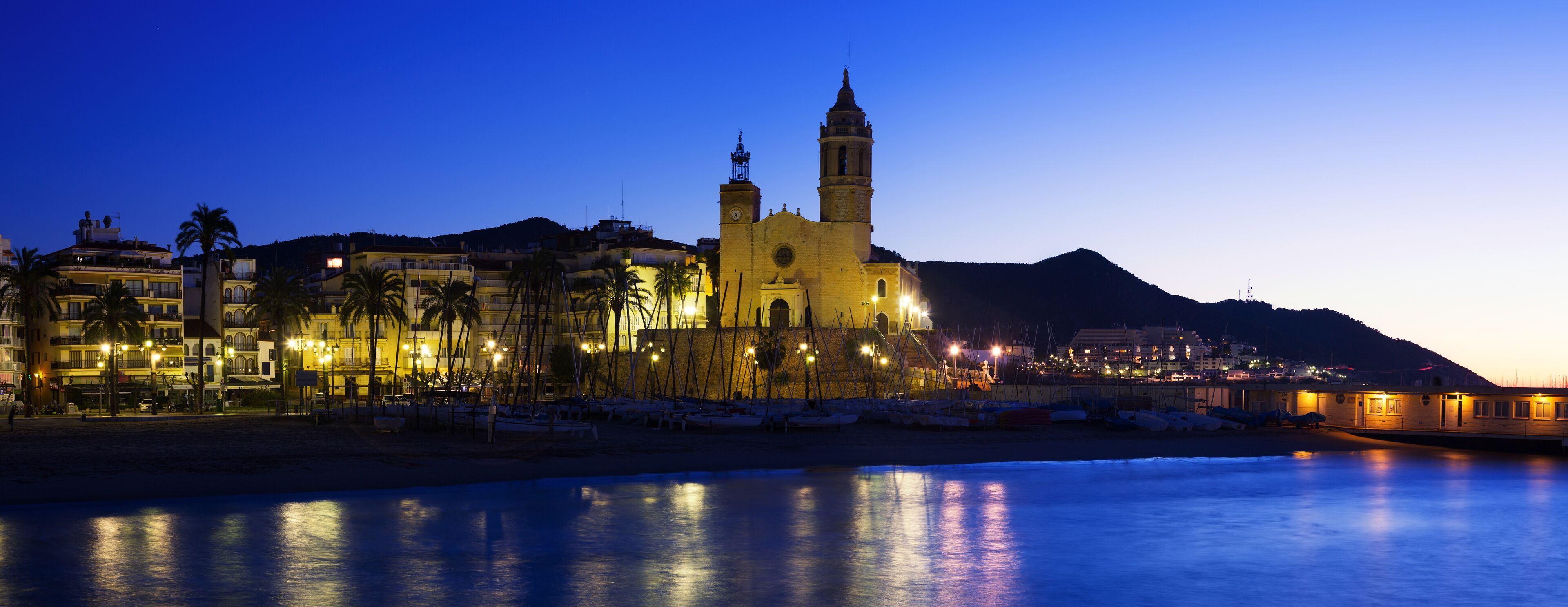 Evening panorama of  Sitges. Spain