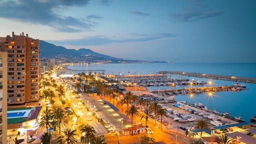 Fuengirola showing landscape views, a coastal town and night scenes