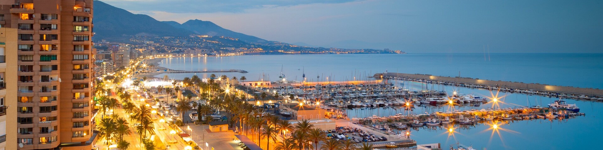 Fuengirola showing landscape views, a coastal town and night scenes