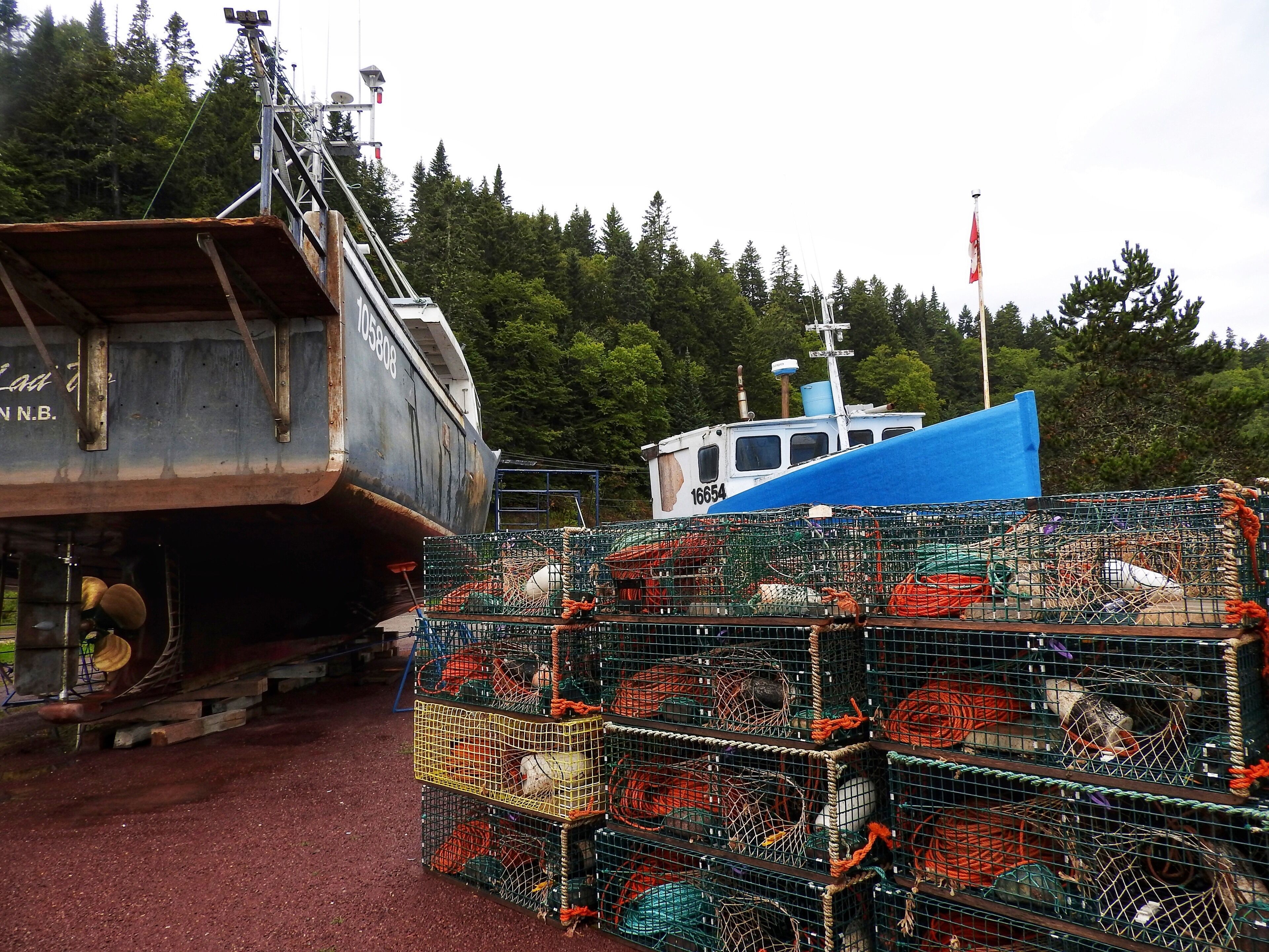 Lobster traps at the harbour in St. Martins. (September 2017)